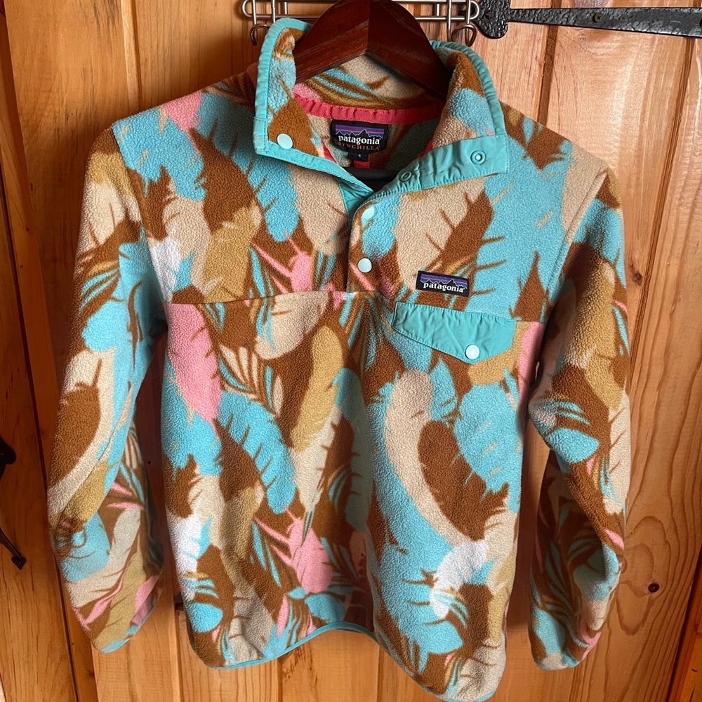 Patagonia Kids' Blue and Brown Fleece Hoodie